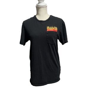 Vintage Pacsun LA Mens T-Shirt Size Small Embroidered Flames Black Official Fire